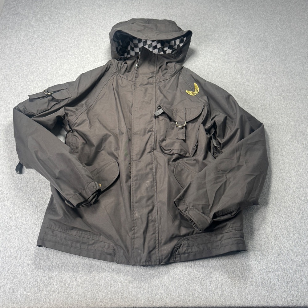 New Era Monix Technical Wind & Rain Jacket Gray Checkered Lining Hooded Small